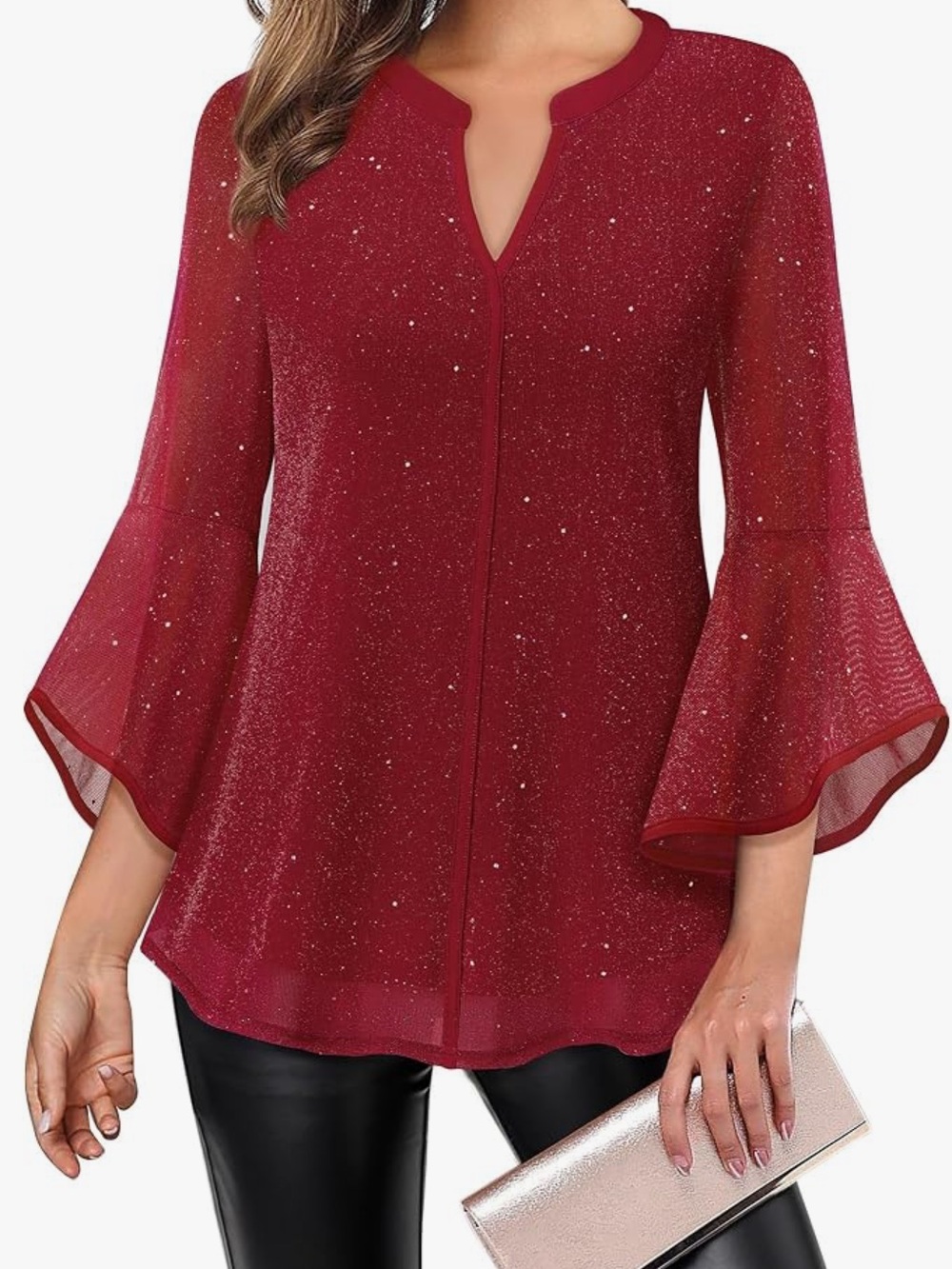 VALOLIA 3x 3/4 Sleeve Dressy Blouses Shirts Casual Loose Fit Mesh Layered